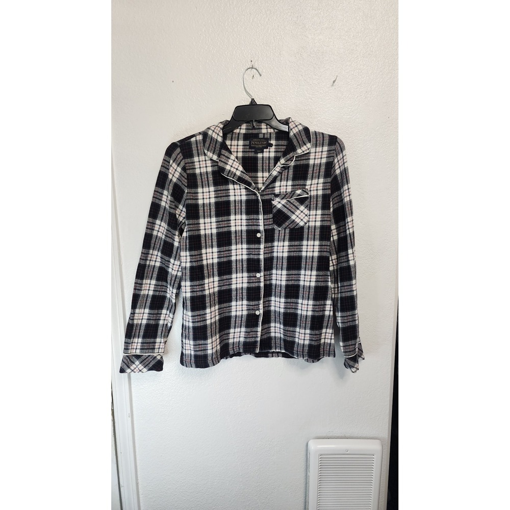 Pendleton Pajama Top Mens Large Black Plaid Excellent